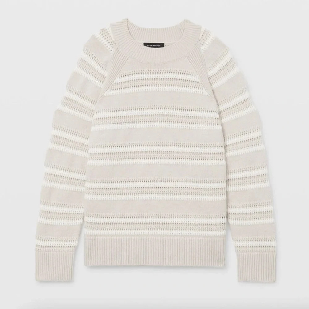 Club Monaco Striped Raglan Wool Knit Crewneck Sweater Size Small - Picture 3 of 14
